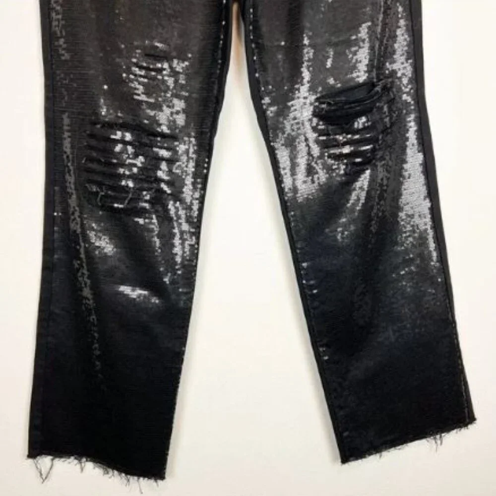 Express Straight Ankle Front High Waisted Ripped Jeans - Picture 7 of 13